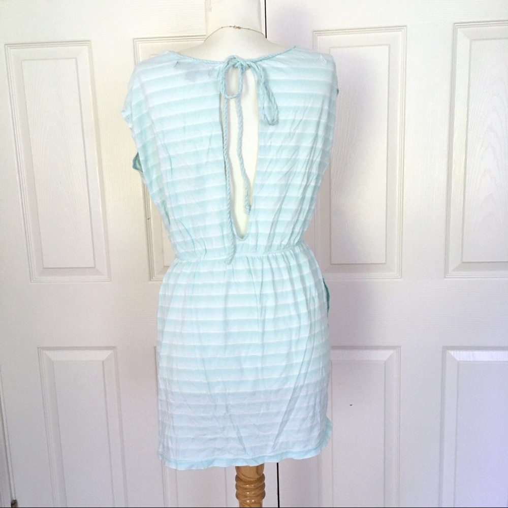 VOLCOM• Blue & White Striped Beach Coverup Dress - Picture 2 of 5